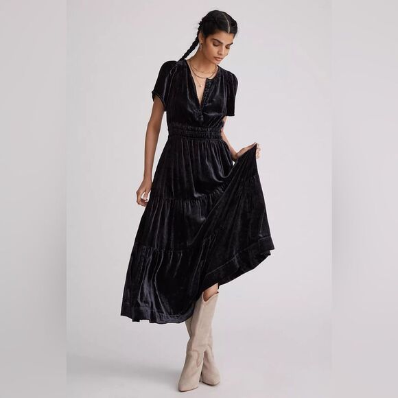 Anthropologie NWT The Somerset Max Black Dress Velvet Edition Size XS Petite - Picture 1 of 11